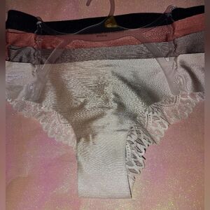 Adrienne Vittadini Lace Trimmed Panties 4 Set in Black, Pink, Gray and Cream